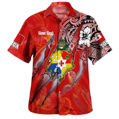 Tonga Hawaiian Shirt Custom Tongan Blood Inside Me Polynesian Sleeve Tattoo Tropical Red