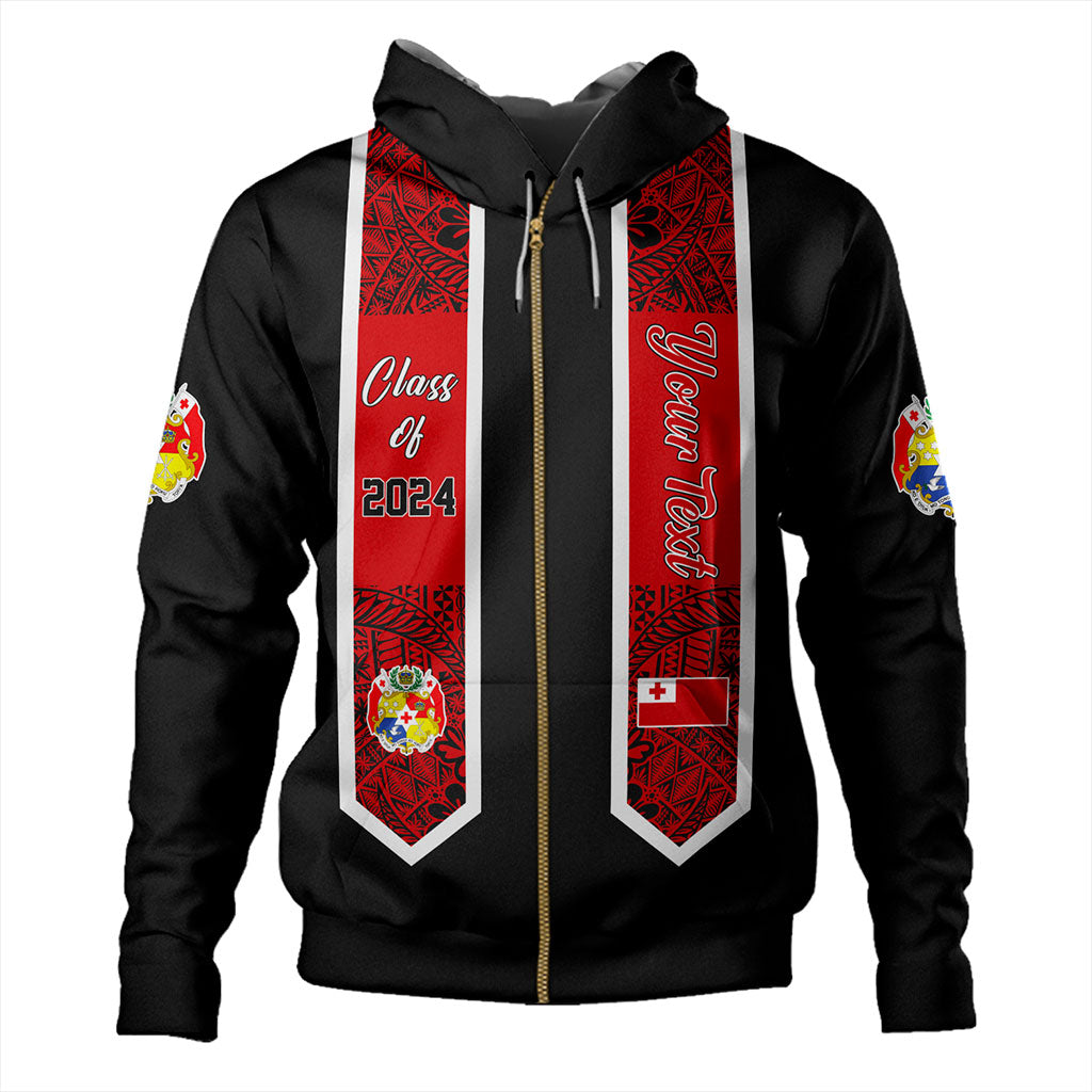 Tonga Hoodie Custom Flag Polynesia Tribal Grad Style