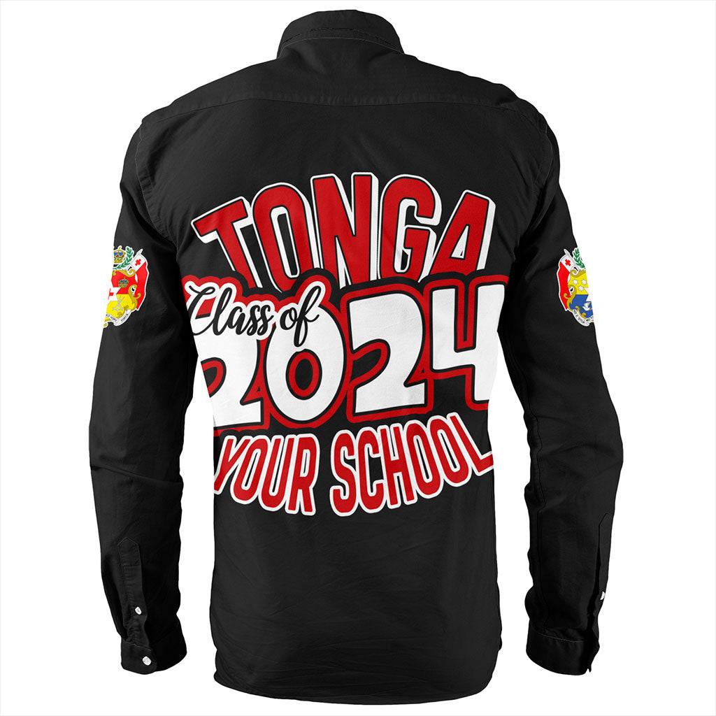 Tonga Long Sleeve Shirt Custom Flag Polynesia Tribal Grad Style