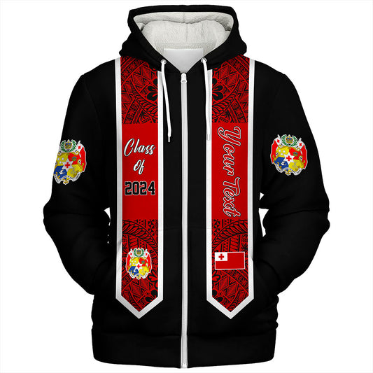Tonga Sherpa Hoodie Custom Flag Polynesia Tribal Grad Style