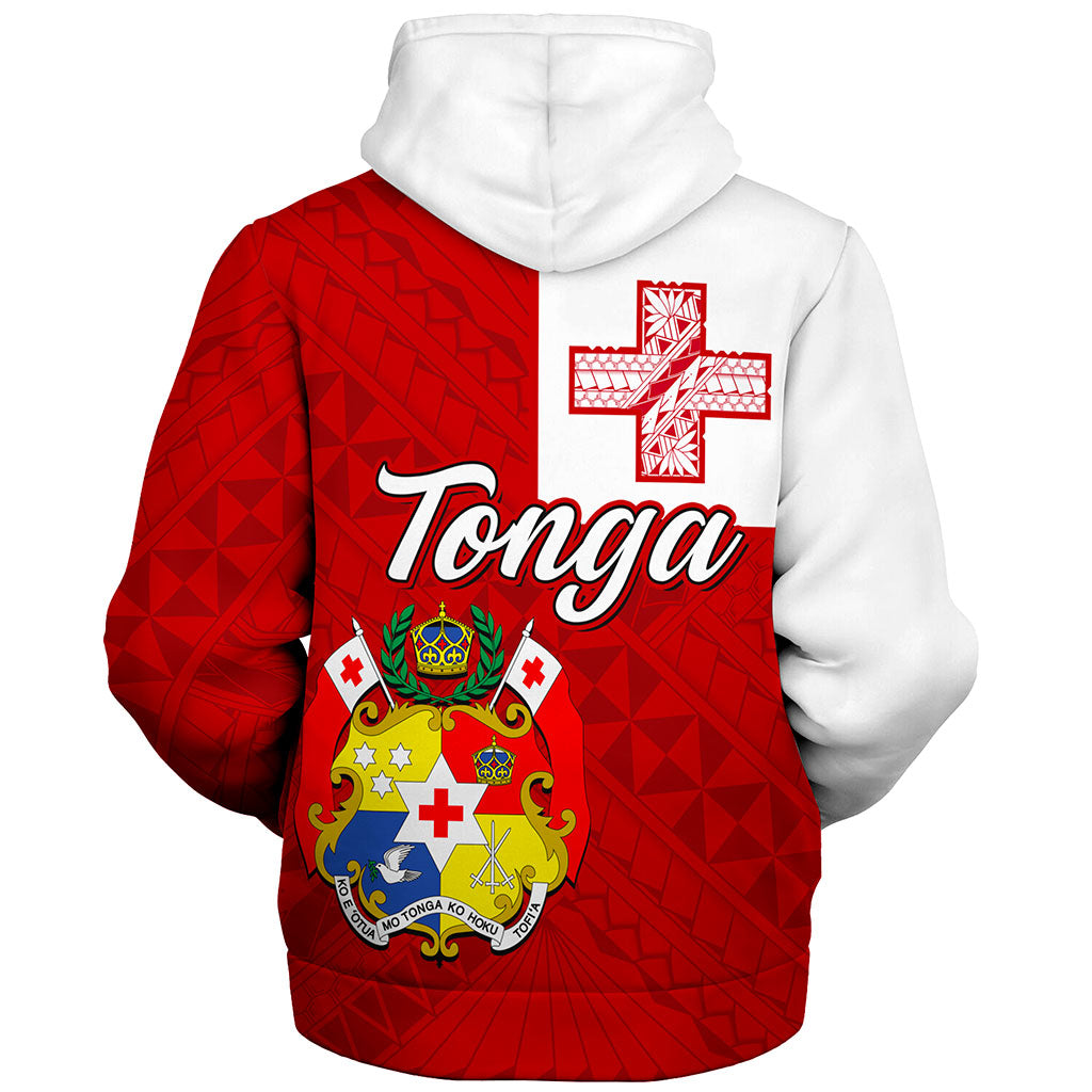 Tonga Sherpa Hoodie Flag Design With Pattern