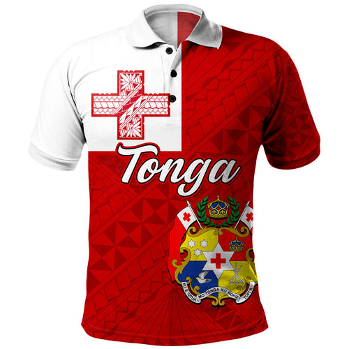 Tonga Polo Shirt Flag Design With Pattern