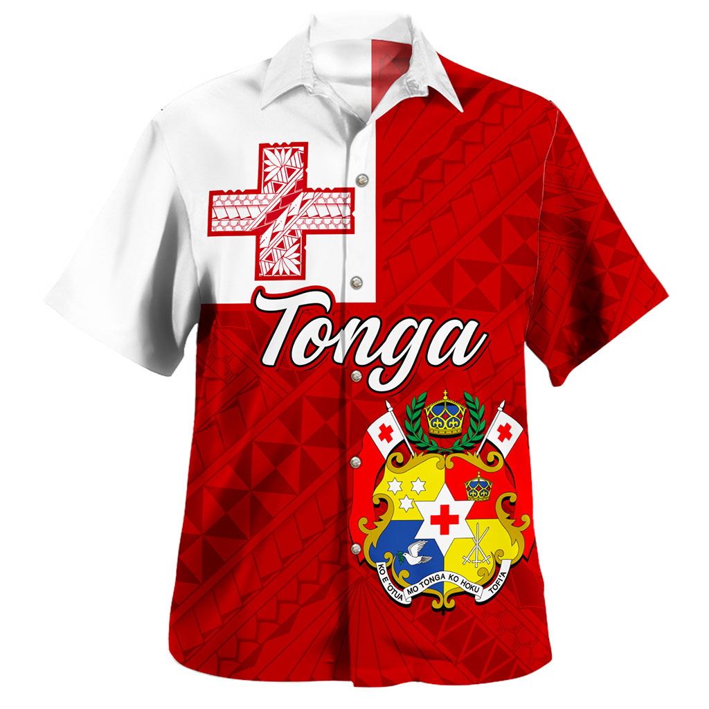 Tonga Hawaiian Shirt Flag Design With Pattern