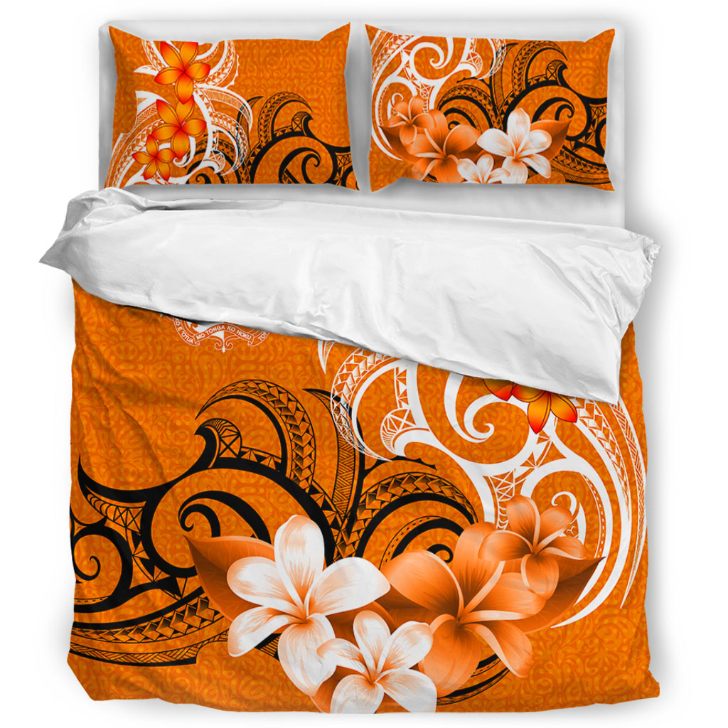 Tonga Bedding Set Polynesian Floral Spirit Orange