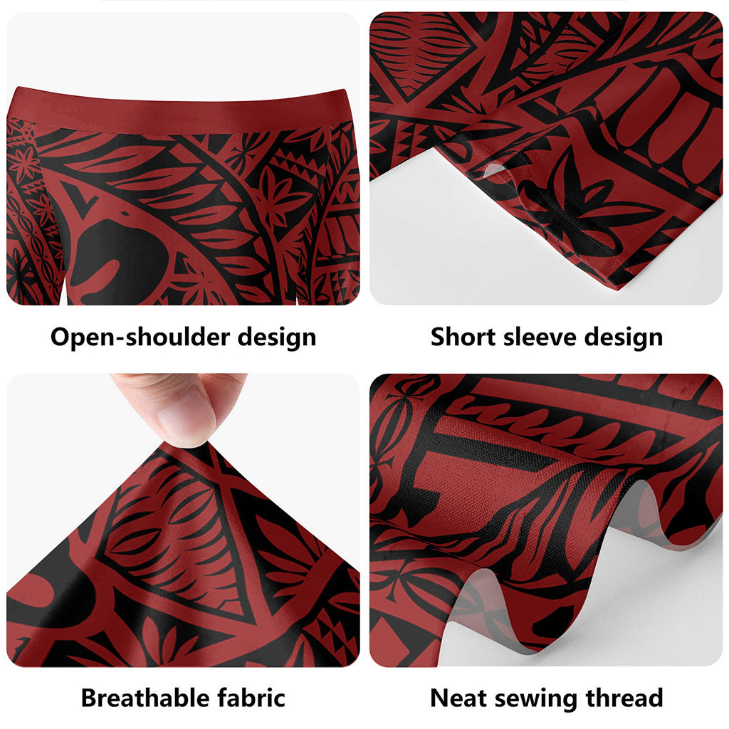 Tonga Short Sleeve Off The Shoulder Lady Dress Kupesi Ngatu