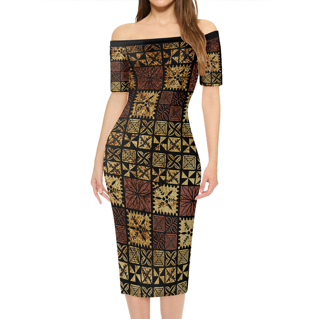 Tonga Combo Short Sleeve Dress And Shirt Ngatu Style
