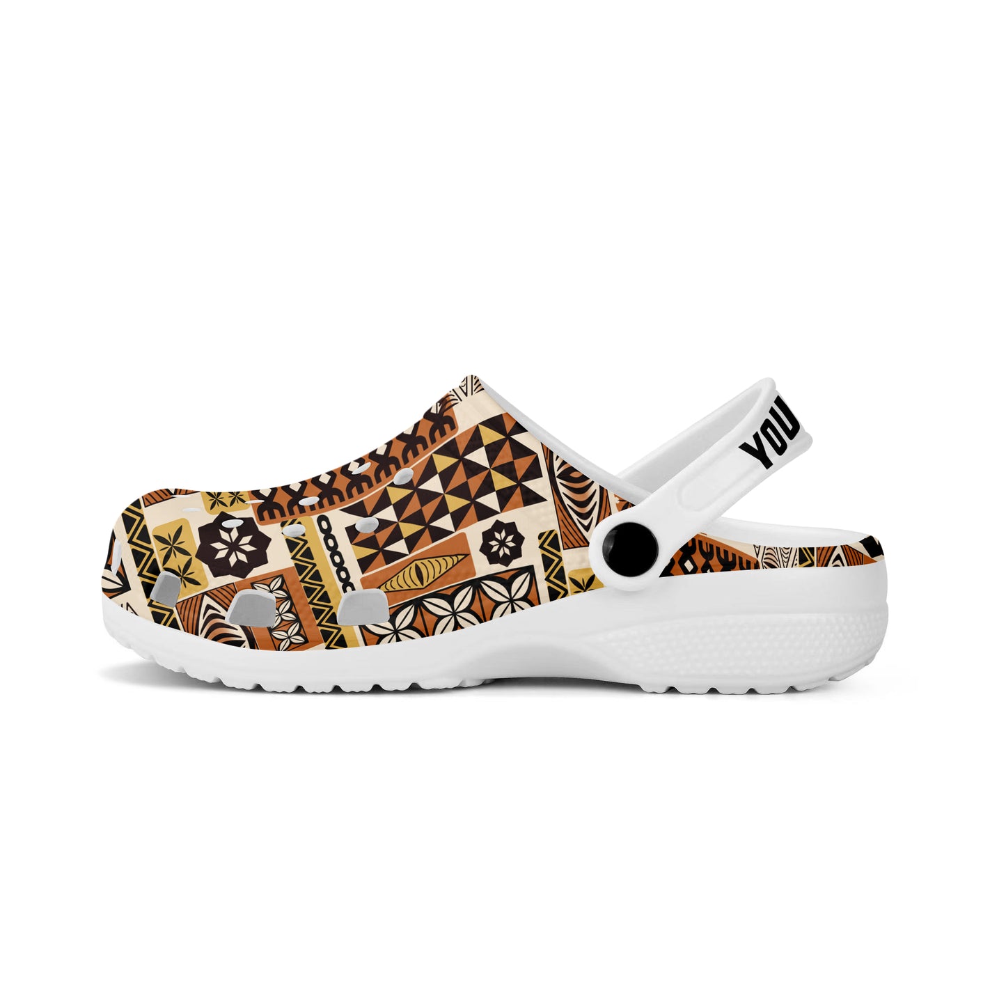 Tonga Clogs Shoes Custom Text Tonga Ngatu Tapa Pattern