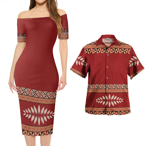Tonga Combo Short Sleeve Dress And Shirt Ngatu
