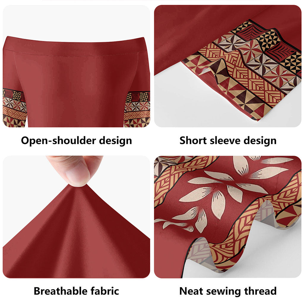 Tonga Short Sleeve Off The Shoulder Lady Dress Ngatu
