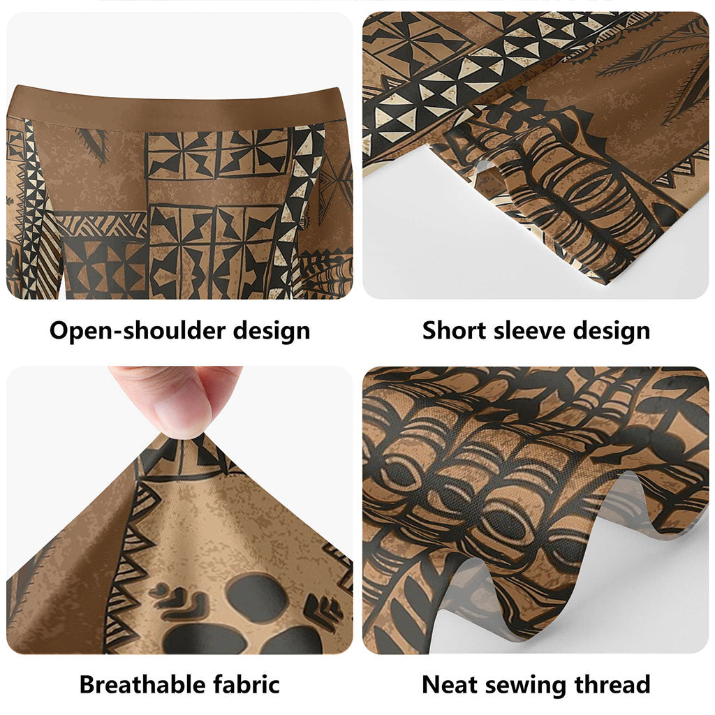 Tonga Short Sleeve Off The Shoulder Lady Dress Scarf