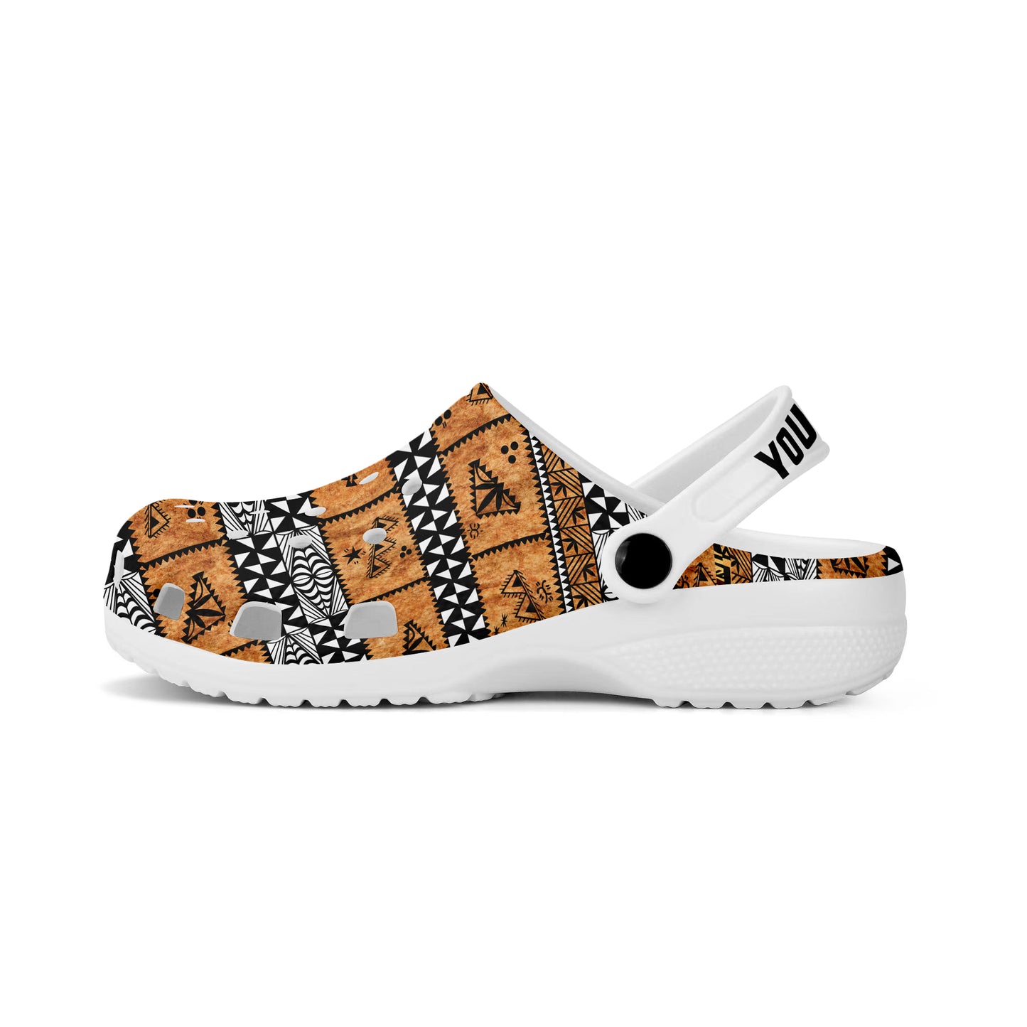 Tonga Clogs Shoes Custom Text Tonga Tapa Pattern