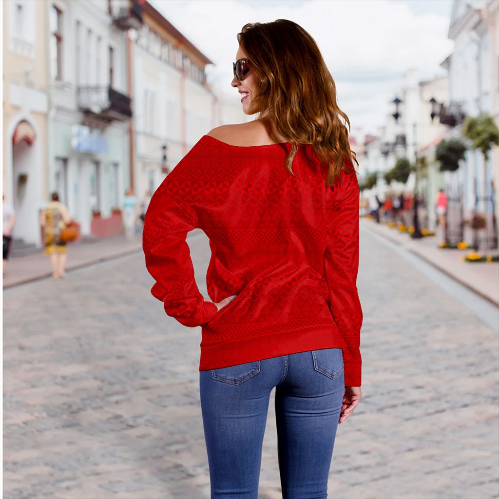 Tonga Off Shoulder Sweatshirt Ngatu Crack Style Ver.1