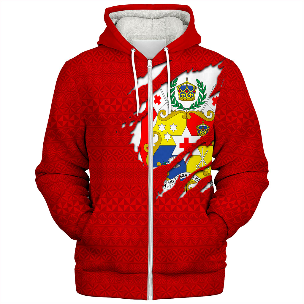 Tonga Sherpa Hoodie Ngatu Crack Style