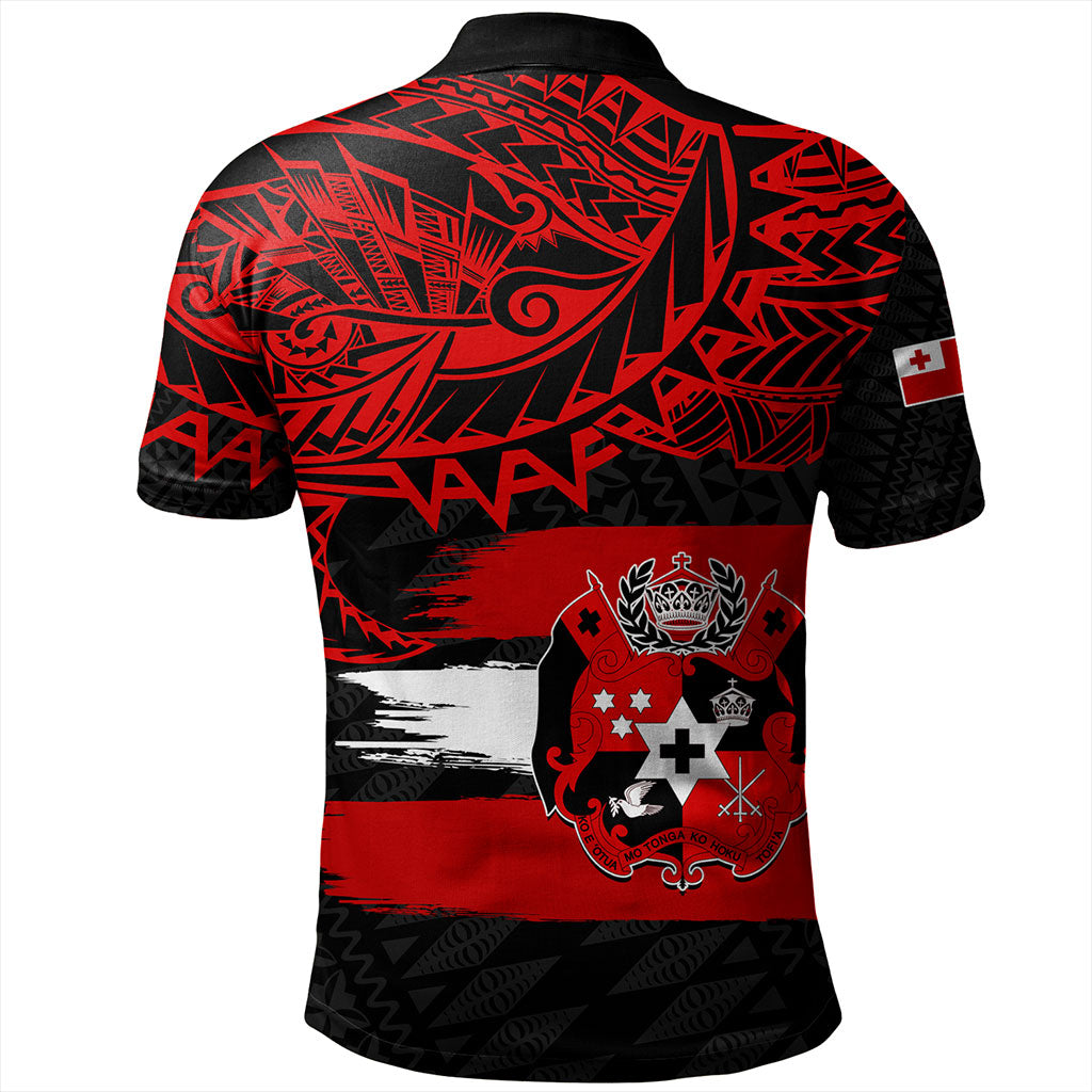 Tonga Polo Shirt Tribal Polynesian Grunge Flag