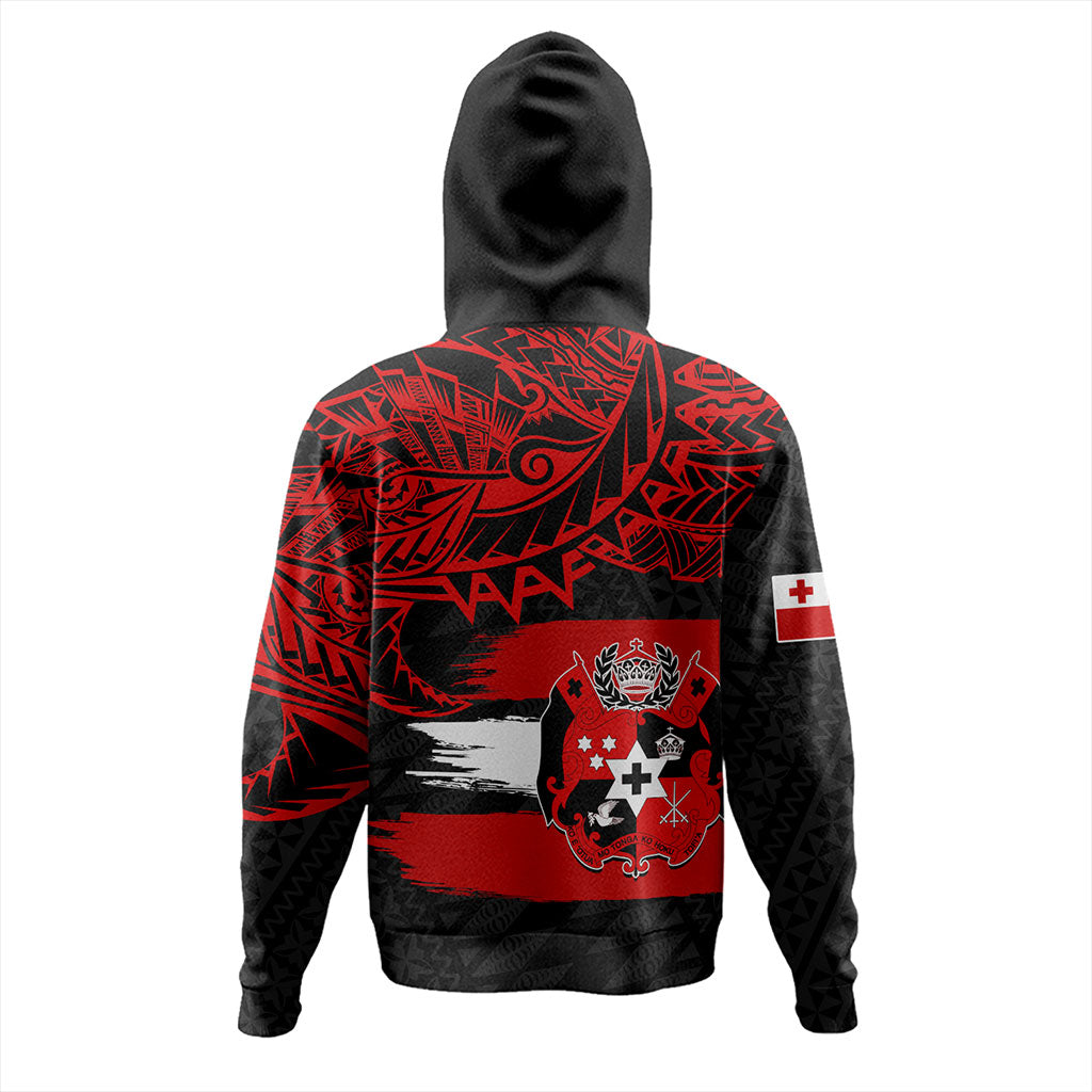 Tonga Hoodie Tribal Polynesian Grunge Flag