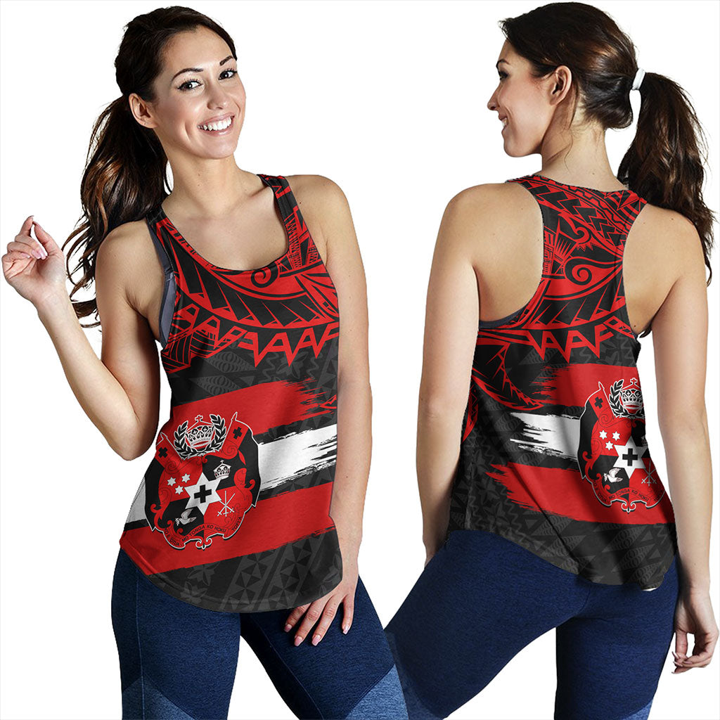 Tonga Women Tank Tribal Polynesian Grunge Flag