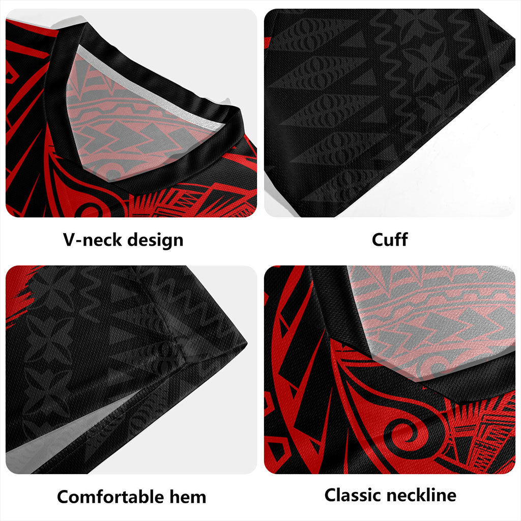 Tonga Rugby Jersey Tribal Polynesian Grunge Flag