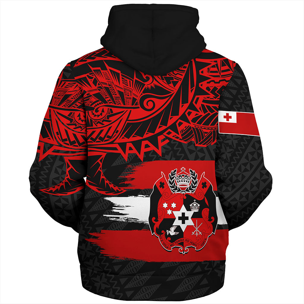 Tonga Sherpa Hoodie Tribal Polynesian Grunge Flag