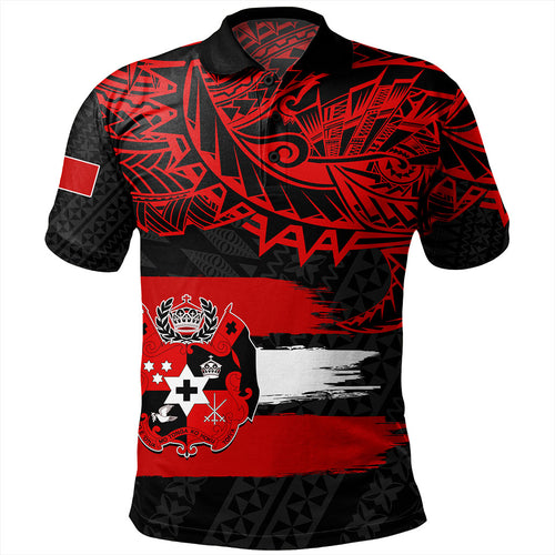 Tonga Polo Shirt Tribal Polynesian Grunge Flag