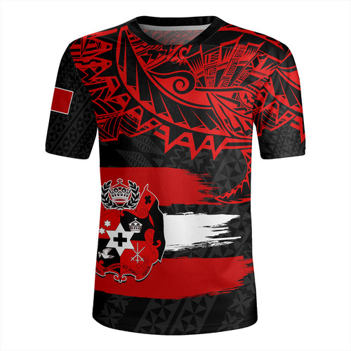 Tonga Rugby Jersey Tribal Polynesian Grunge Flag