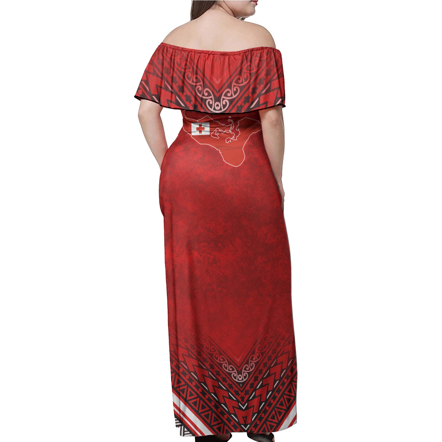 Tonga Women Off Shoulder Long Dress - Awesome Tongan Patterns