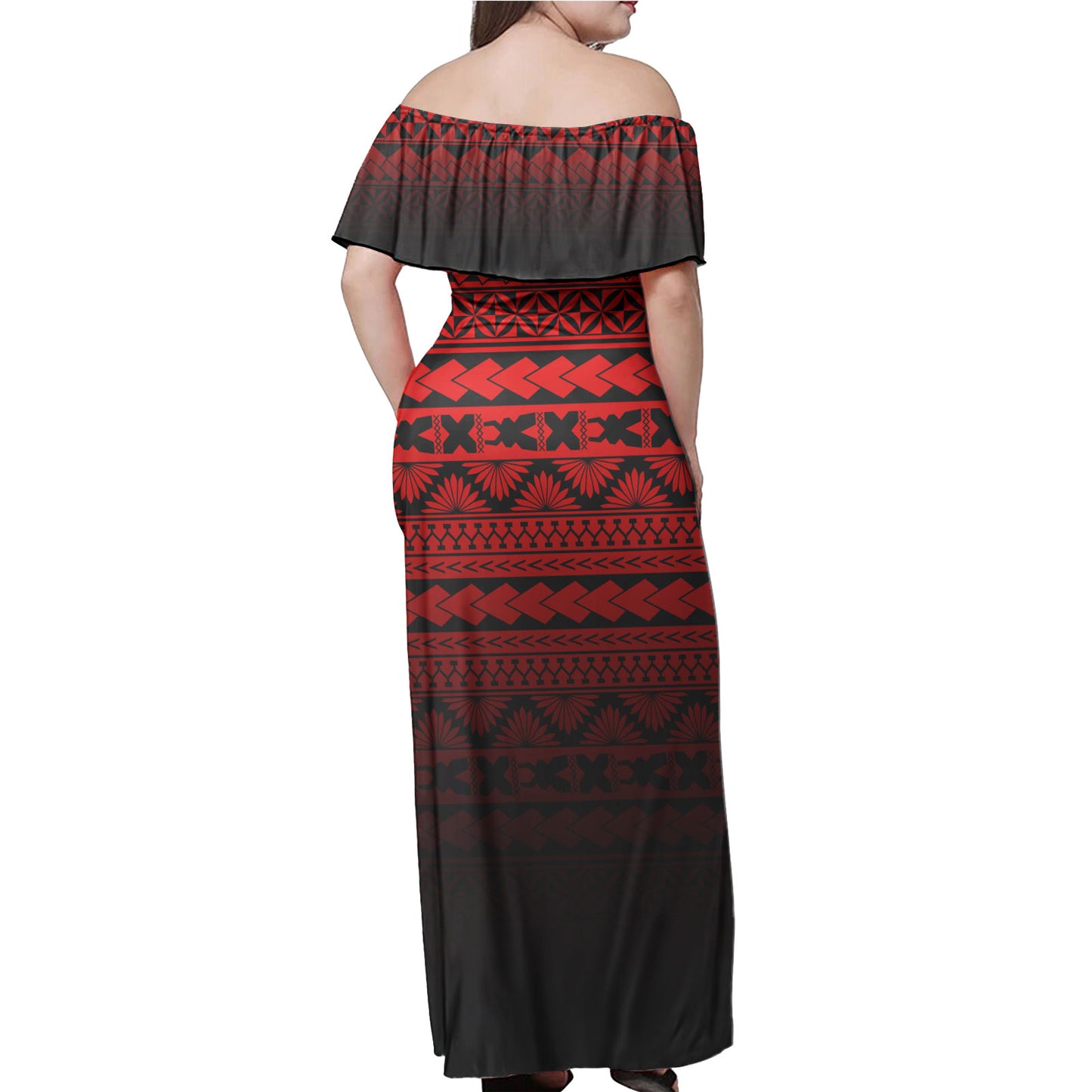 Tonga Women Off Shoulder Long Dress - Tongan Patterns Culture