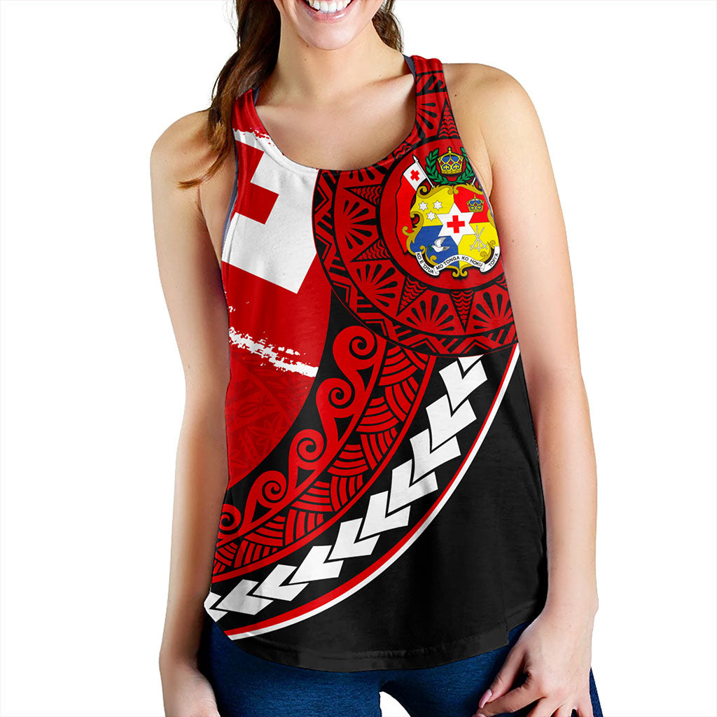 Tonga Women Tank Flag Pattern Circle Style