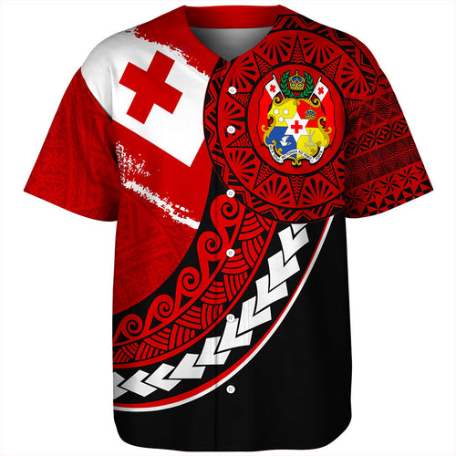 Tonga Baseball Shirt Coat Of Arms Tribal Polynesian