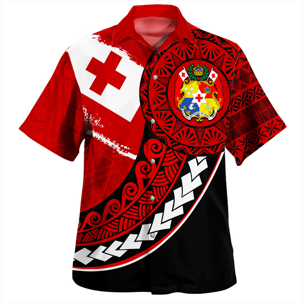 Tonga Hawaiian Shirt Flag Pattern Circle Style