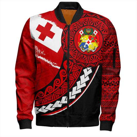 Tonga Bomber Jacket Flag Pattern Circle Style