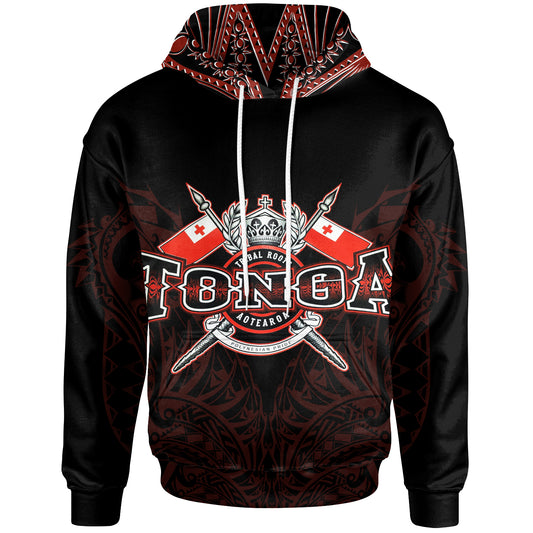 Tonga All Over Hoodie - Tonga Flag Coat Of Arms Tribal Roots Black