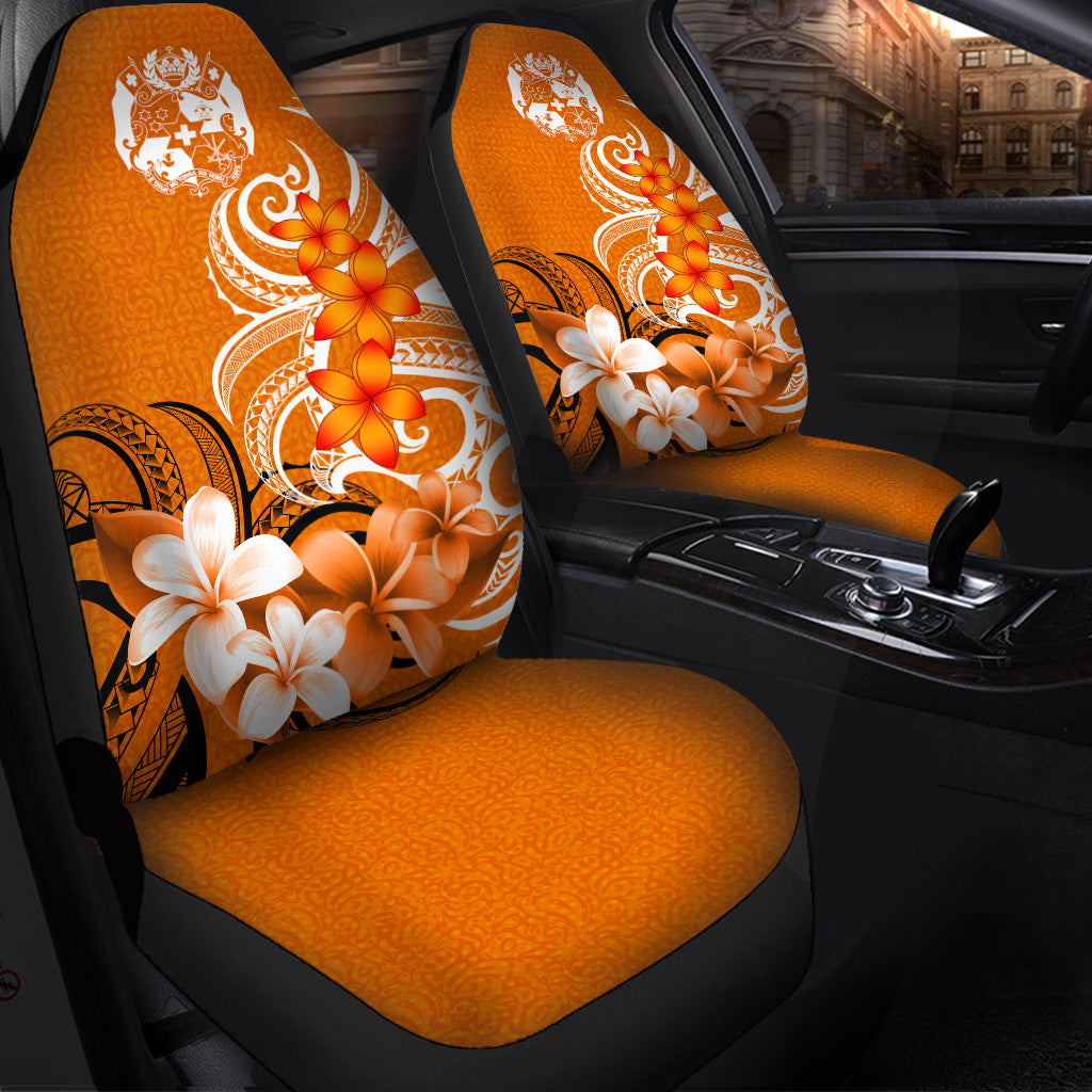 Tonga Car Seat Covers Polynesian Floral Spirit Orange