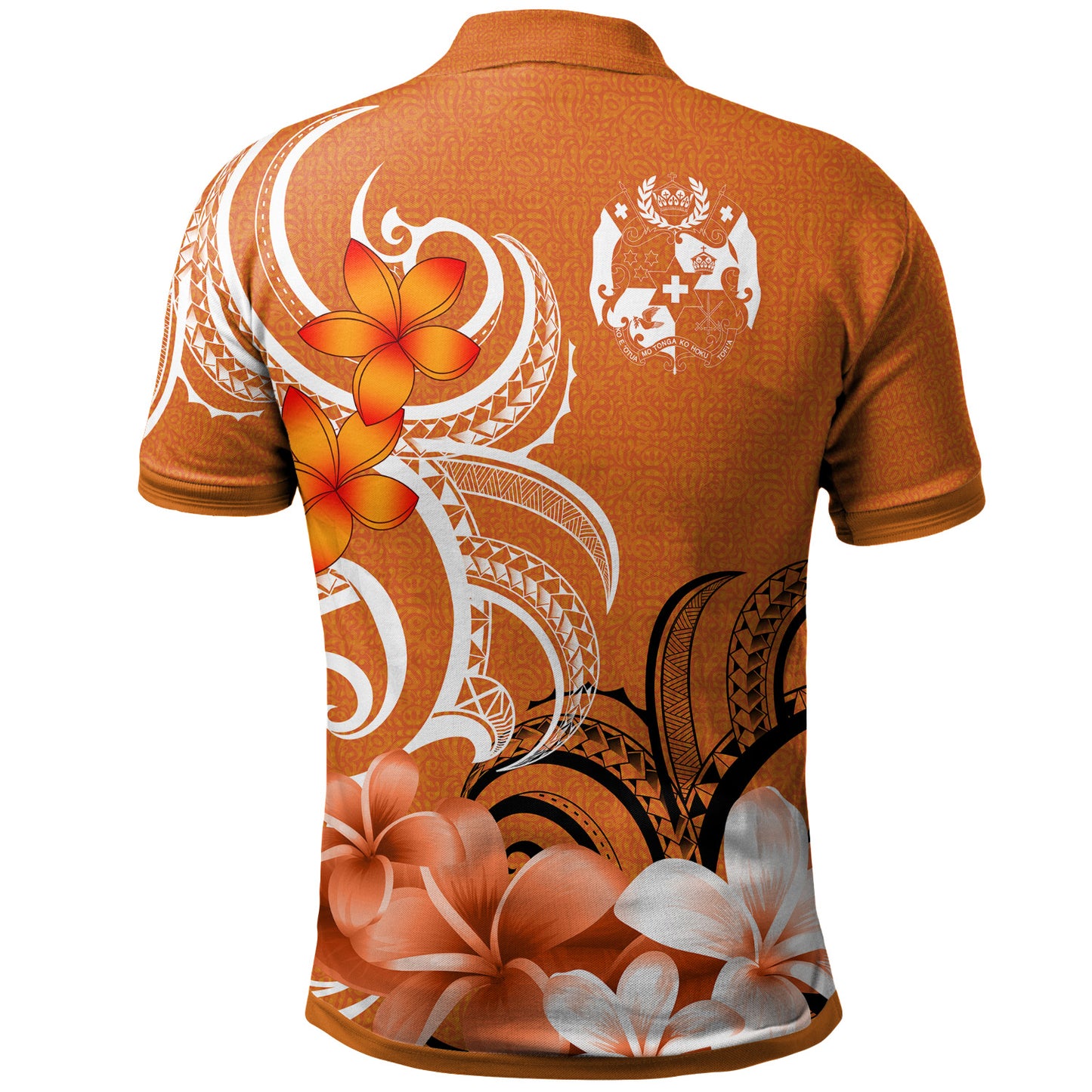 Tonga Custom Personalised Polo Shirt - Floral Spirit Orange