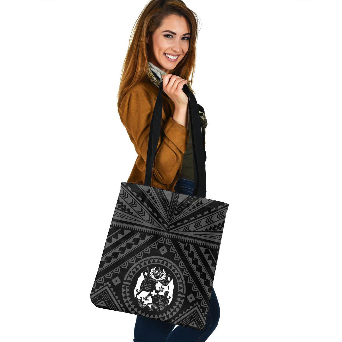 Tonga Custom Personalised Tote Bag Polynesian Tattoo Style
