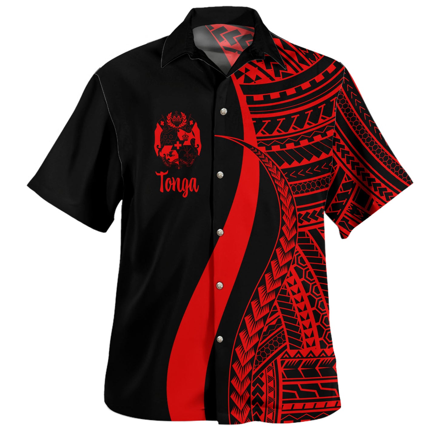 Tonga Custom Personalised Hawaiian Shirt Polynesian Tentacle Tribal Pattern