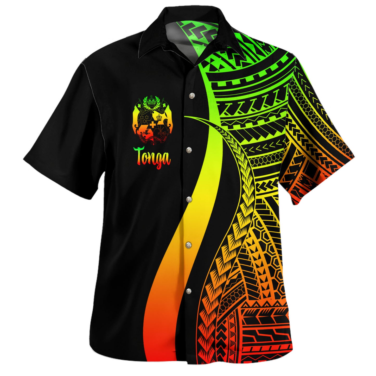 Tonga Custom Personalised Hawaiian Shirt Polynesian Tentacle Tribal Pattern