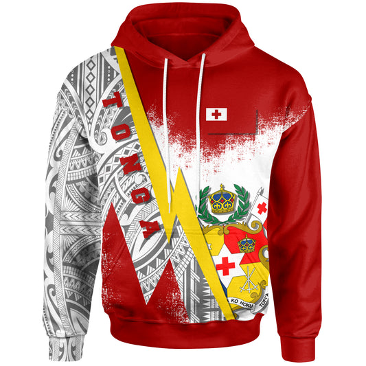 Tonga Hoodie - Tonga Flag Coat Of Arms With Polynesian Tattoo Style K13