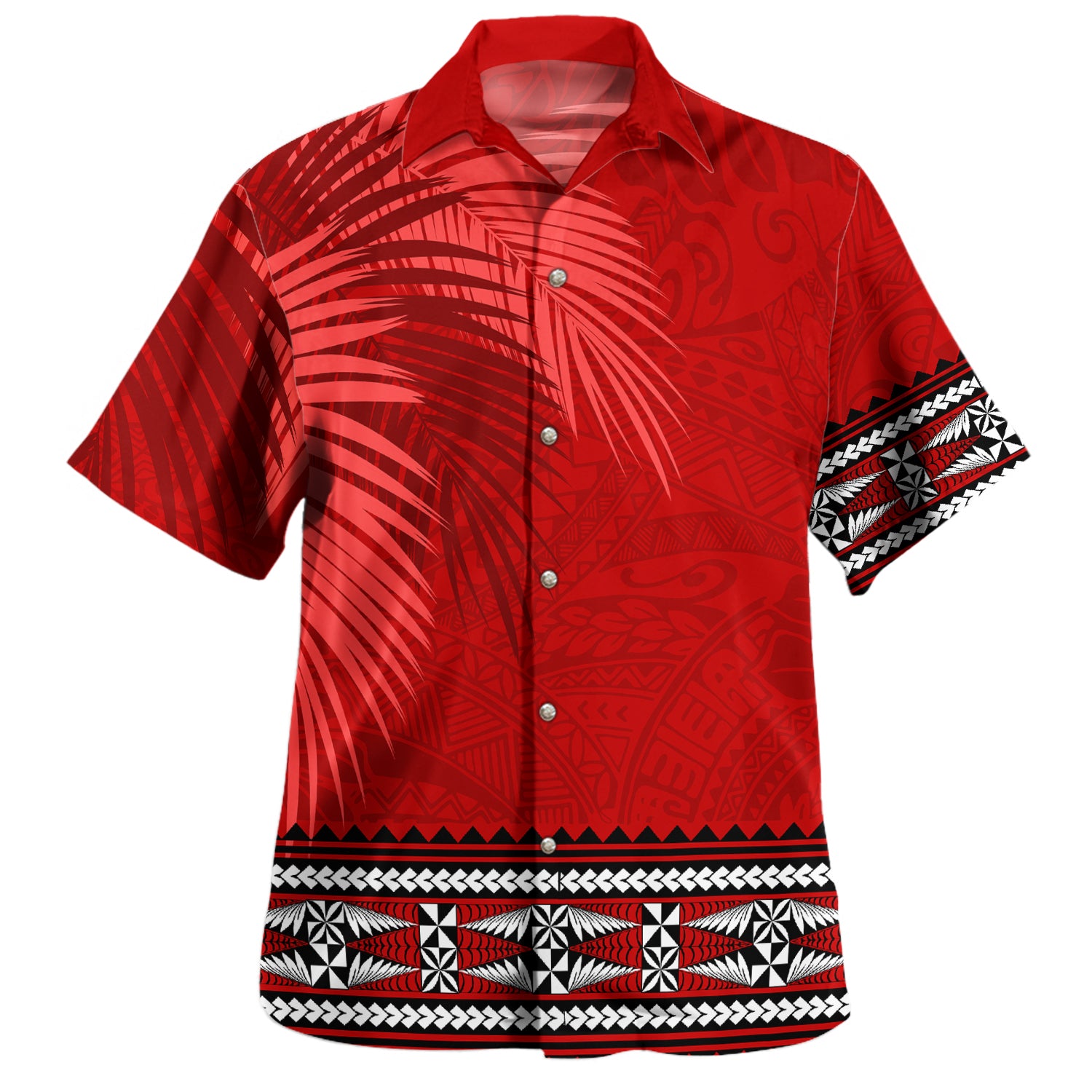 Tonga Hawaiian Shirt Ngatu Fabric Leaves