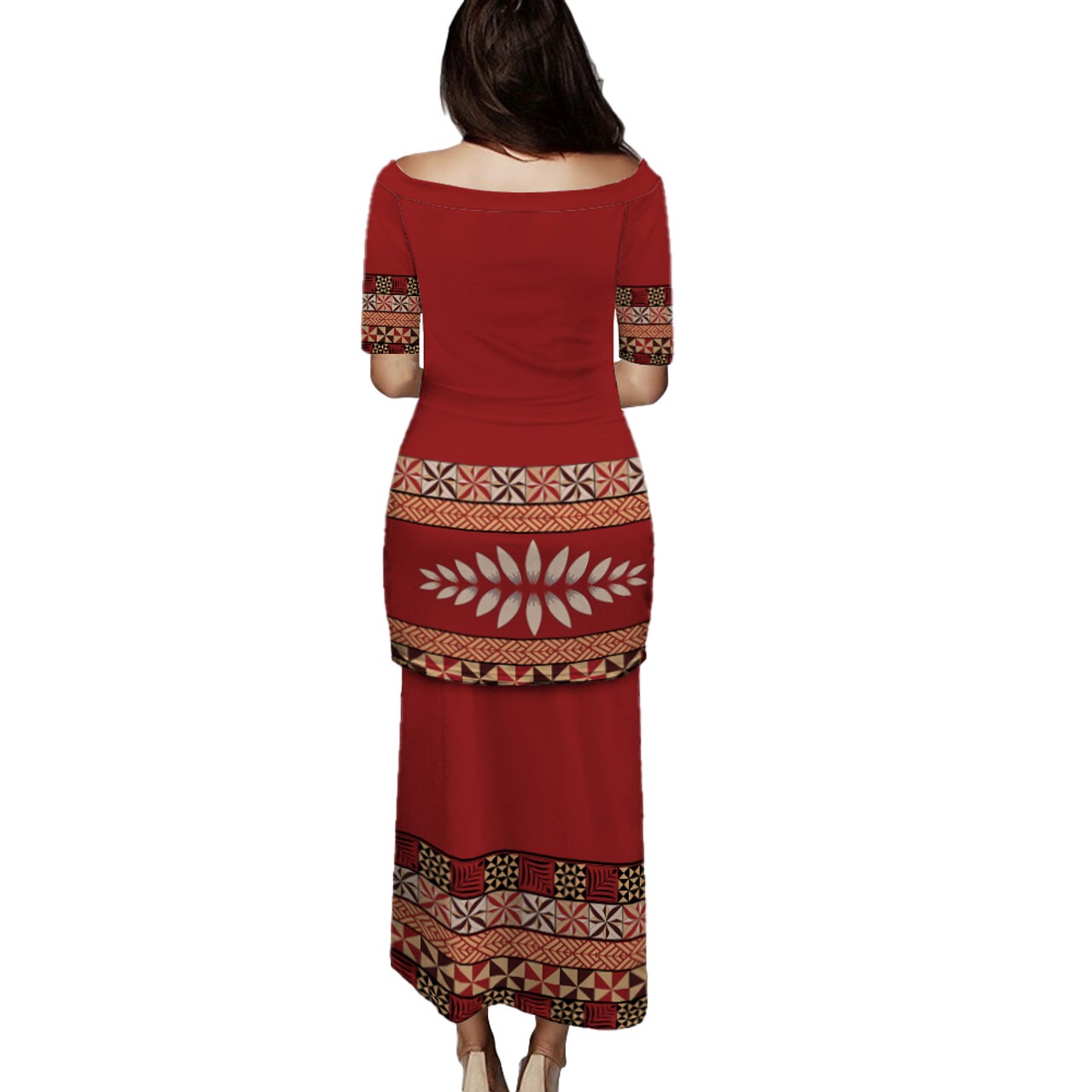 Tonga Combo Puletasi And Shirt Ngatu Design Pattern