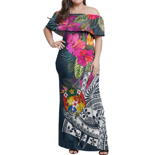 Tonga Off Shoulder Long Dress Polynesian Summer Vibes