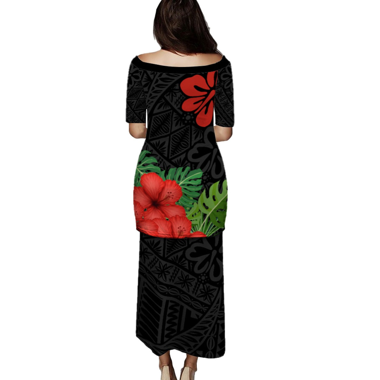 Tonga Combo Puletasi And Shirt Coat Of Arms Polynesian Hibiscus