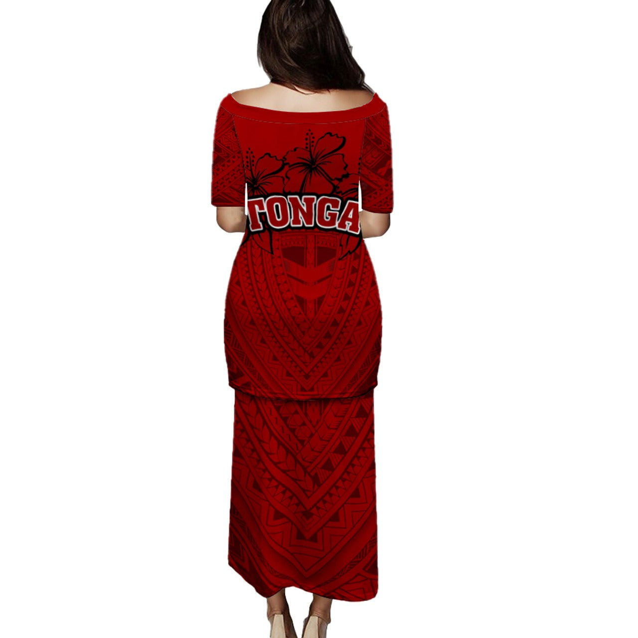 Tonga Combo Puletasi And Shirt Polynesian Hibiscus Style