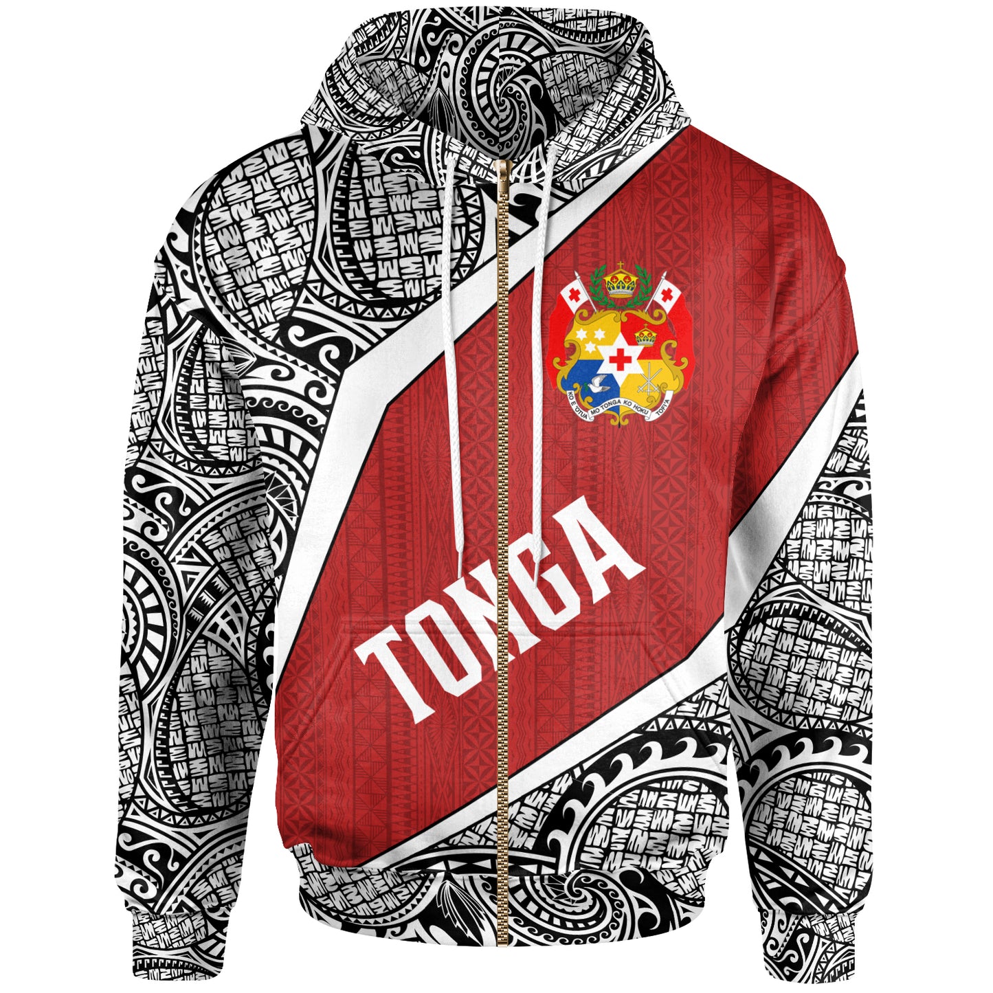 Tonga Polynesian Hoodie - Tonga Coat Of Arms Polynesian Tattoo