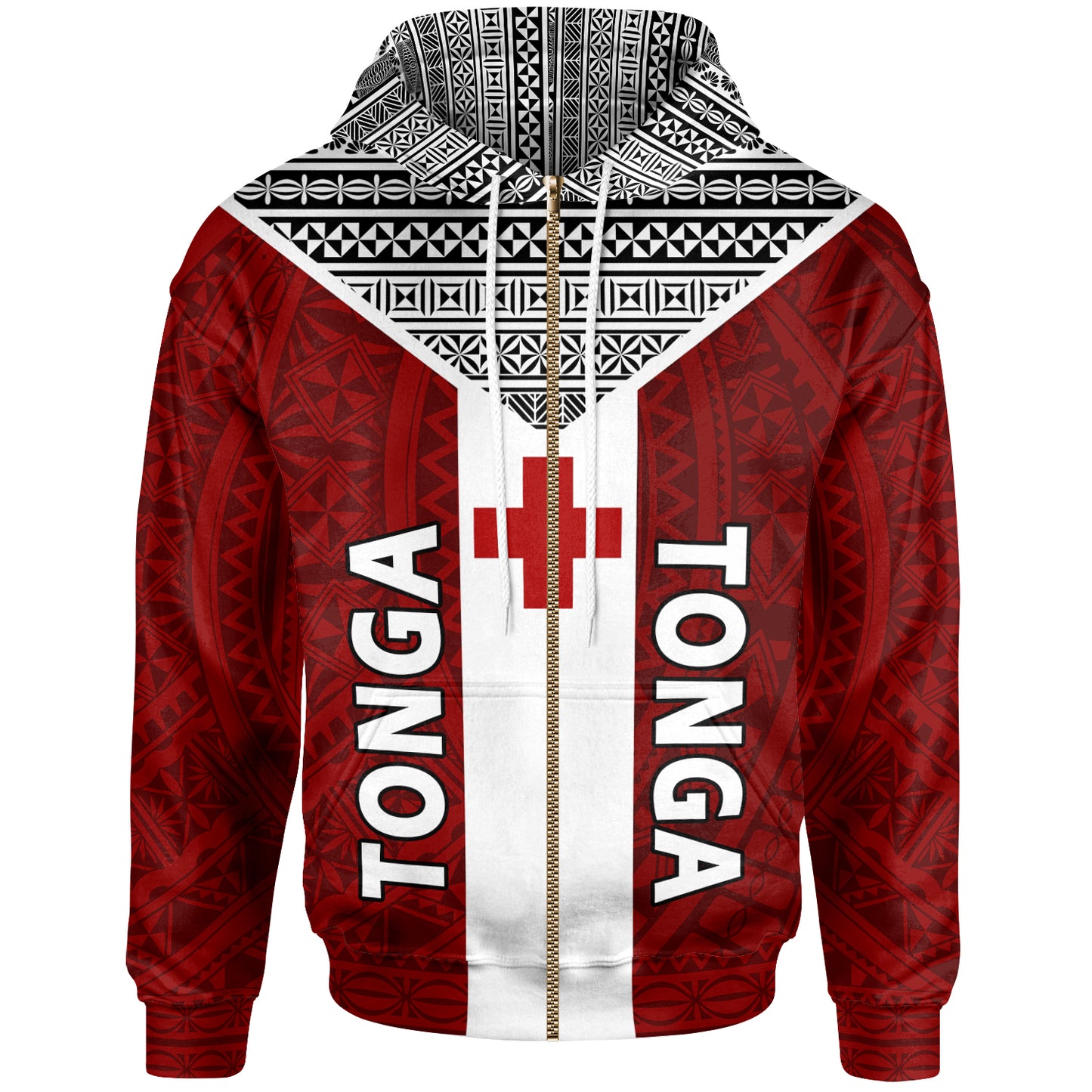 Tonga Tapa Hoodie - Tonga Flag Coat Of Arms Polynesian Tattoo