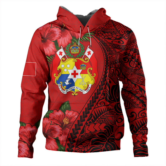 Tonga Hoodie Tribal Polynesian With Hibiscus Flower