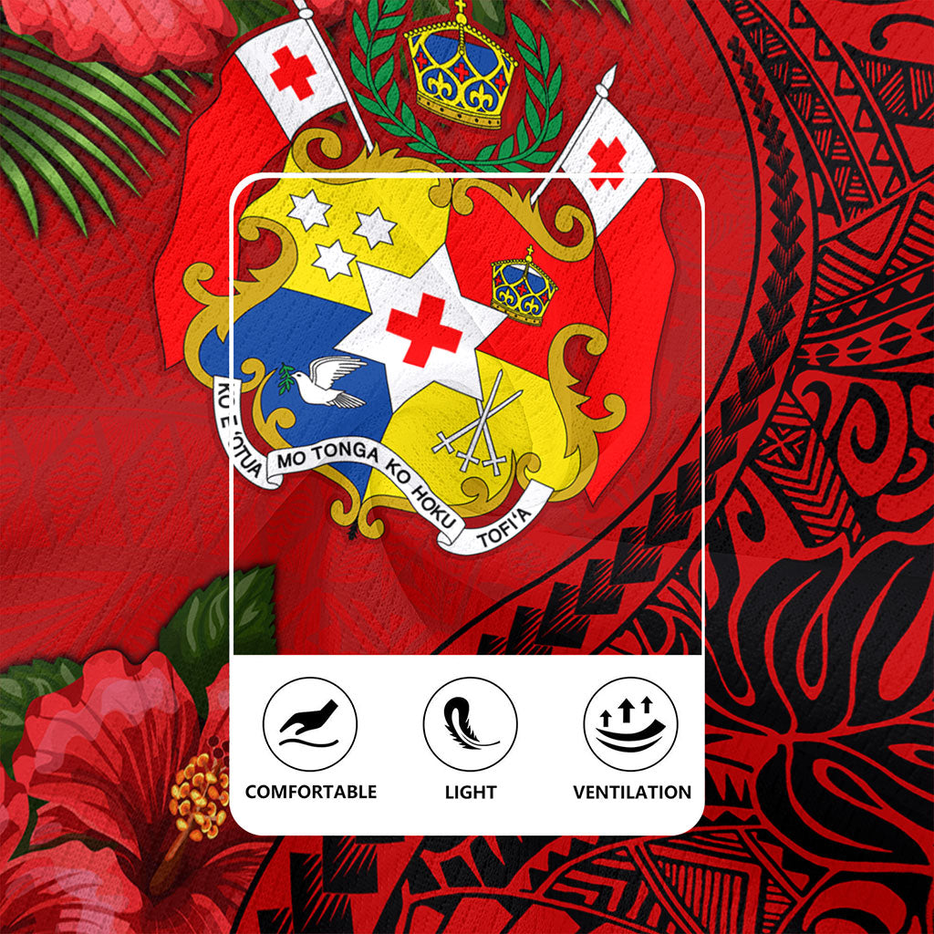 Tonga Rugby Jersey Tribal Polynesian With Hibiscus Flower