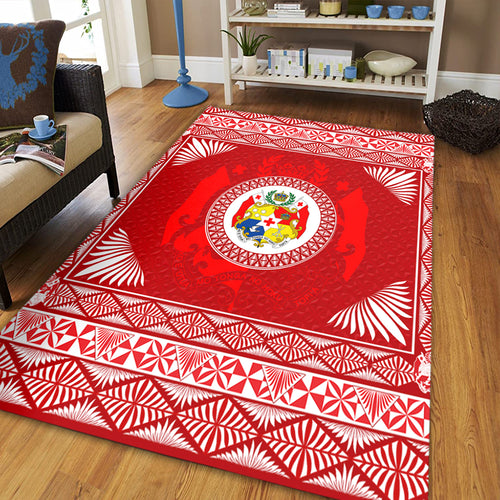 Tonga Area Rug Ngatu Pattern Coat Of Arms Style