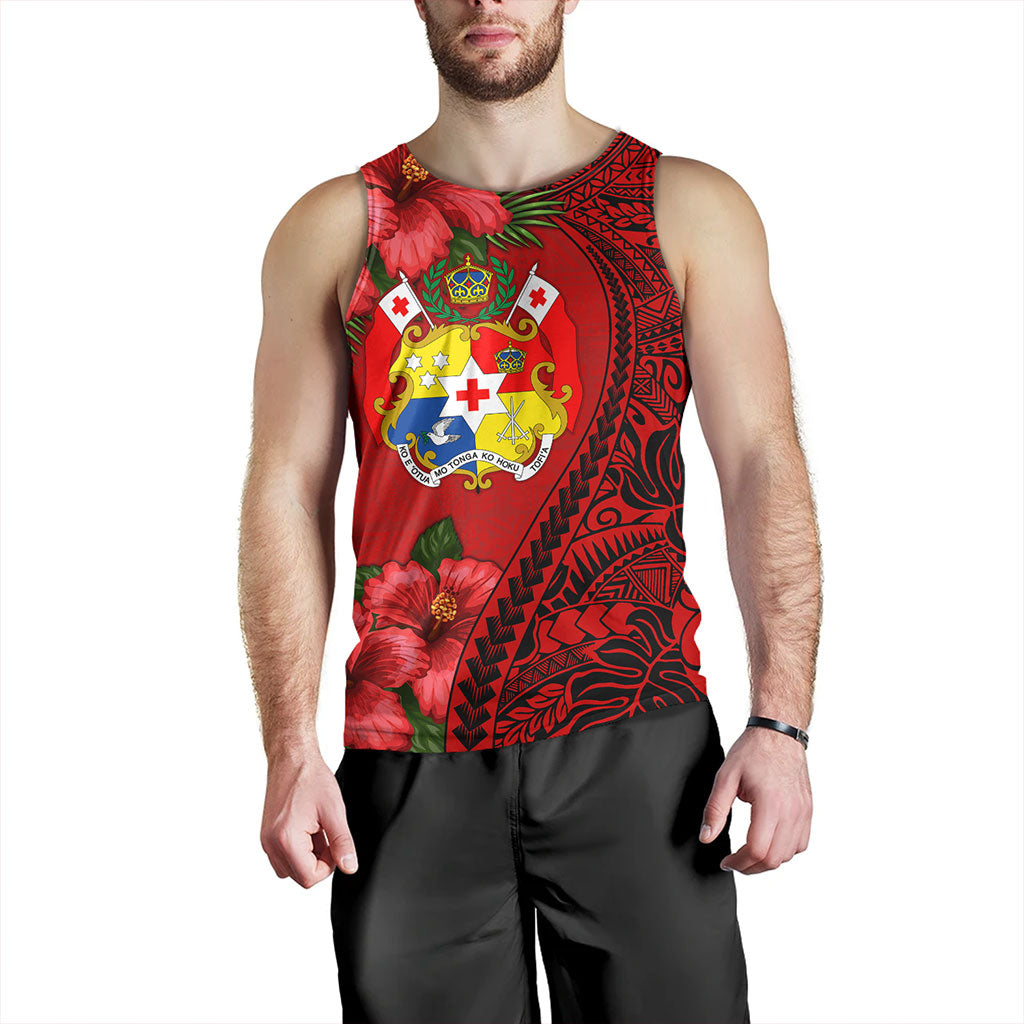 Tonga Tank Top Tribal Polynesian With Hibiscus Flower