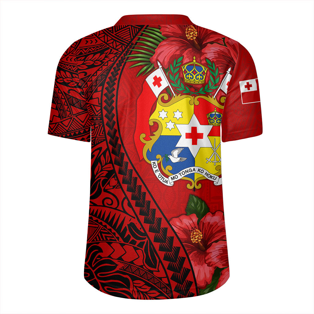 Tonga Rugby Jersey Tribal Polynesian With Hibiscus Flower