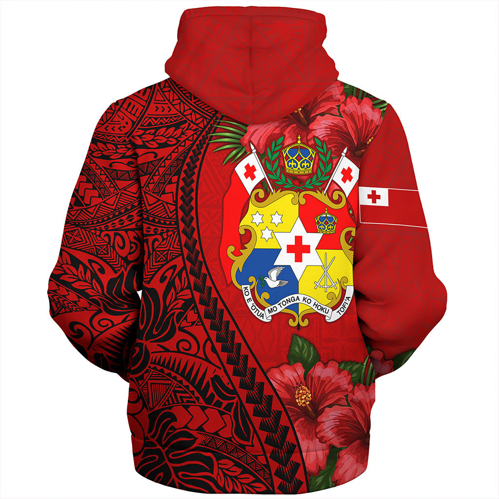 Tonga Sherpa Hoodie Tribal Polynesian With Hibiscus Flower